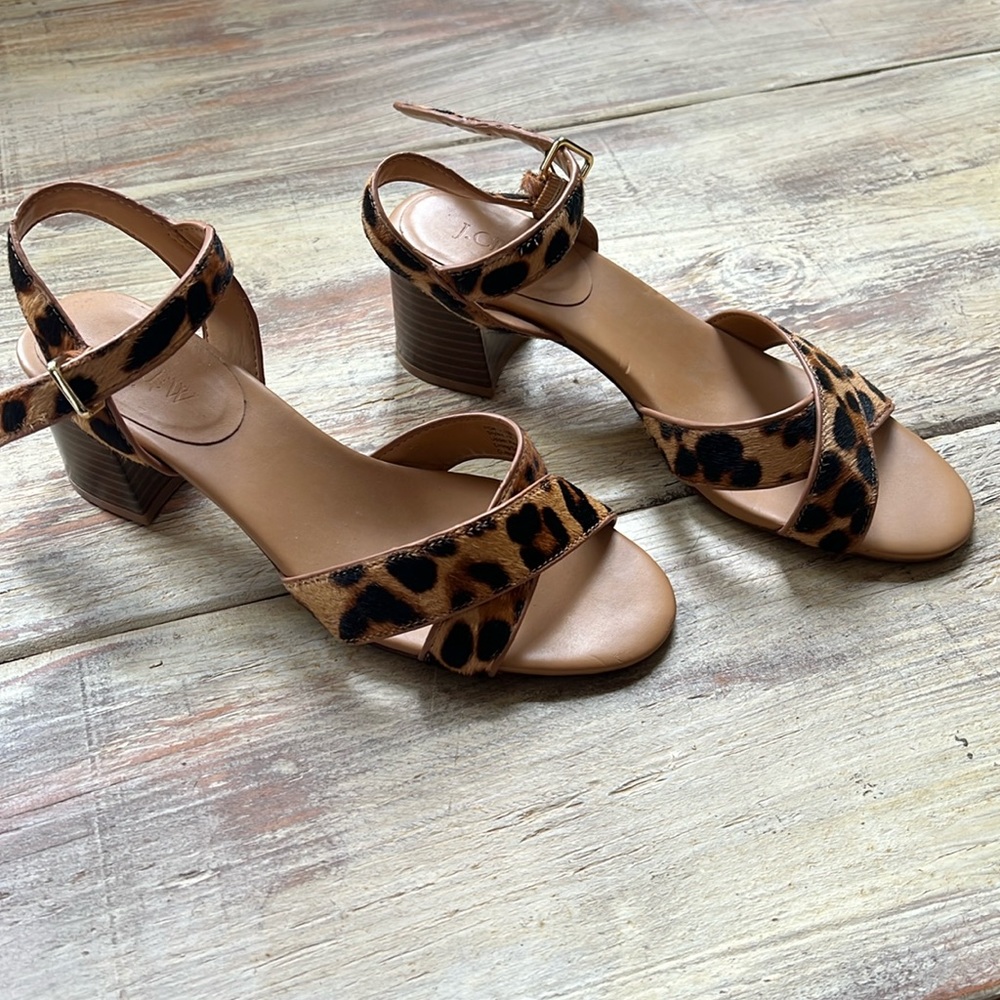 J. Crew size 7.5 Leopard Print Block Heel Sandals